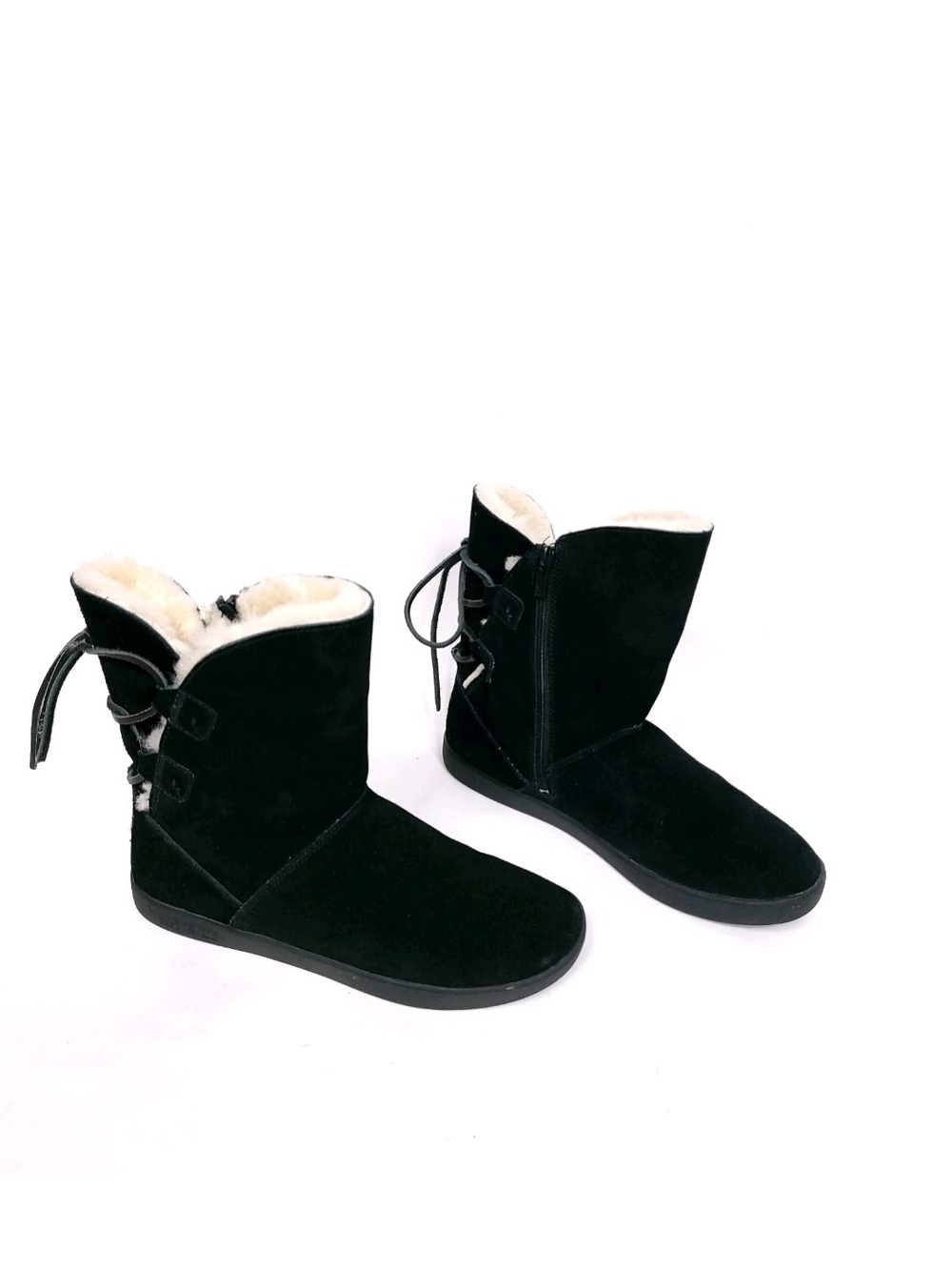 Koolaburra Black Suede Faux-Fur Lined Ankle Booties Women's Size 9